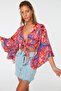Floral Print Crop Woven Flounce Beach Blouse Tbess19Bb0095 - 2