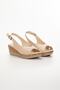 Women's Platform Heeled Sandals Cross Back Tie Nude - 5