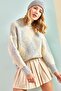 Women's Gray Square Patterned Knitwear Sweater 20011154 - 2