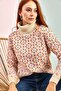 Women's Cream Turtleneck Patterned Knitwear Sweater 20011189 - 4