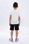 Cream Black Boy's Crew Neck Bermuda Suit - 4