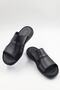 Men's Black Genuine Leather Soft Sole Fuspet Slippers - 6