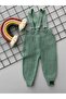 Mint Color Front Buttoned Strap Adjustable Unisex Baby Knitwear Salopet Leggings Trousers