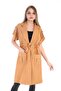 Mono Collar Waist Tunnel Pocket Epaulet Short Sleeve Unlined Beige Vest - 2