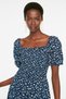 Navy Blue Floral Skater/Belt Opening Gippeli Viscose Mini Woven Dress TWOSS22EL0370 - 3