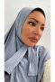 Women's Hijab Gray Snap Neck Collar Hijab Bonnet Model Scarf Shawl - 2
