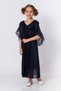 Girl's Navy Blue Long Dress with Flounce Collar - 3