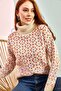 Women's Cream Turtleneck Patterned Knitwear Sweater 20011189 - 5
