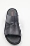 Men's Black Genuine Leather Soft Sole Fuspet Slippers - 5