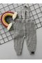Gray Color Front Buttoned Strap Adjustable Unisex Baby Knitwear Salopet Leggings Trousers