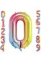0 Zero Number Rainbow Foil Balloon 34" Inc 76 Cm