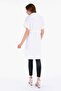 Mono Collar Waist Tunnel Pocket Epaulet Short Sleeve Unlined White Vest - 3