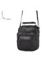 Men's Hand and Shoulder Strap Bag with Compartment Leather Case Black - 6