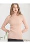 Women's Powder Pink Turtleneck Ribbed Hair Knitted Patterned Knitwear Sweater - 7