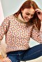 Women's Cream Turtleneck Patterned Knitwear Sweater 20011189 - 2