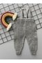 Gray Color Front Buttoned Strap Adjustable Unisex Baby Knitwear Salopet Leggings Trousers - 2