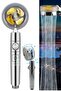 Turbo Shower Head Pressurized Sprinkler with Stop Button Gold Color Propeller Water Saving Shower Bathroom - 2