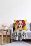Pop Art Girl Patterned Double Sided Decorative Raschel Knitted Pillow Throw Pillow Cover with Yellow Background - 2