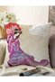 Double Sided Purple Dress with Red Umbrella Japanese Women's Patterned Modern Raschel Knitted Throw Pillow Cover