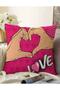 Pink Love Popart Designed Double Sided Digital Printed Raschel Knitted Pillow Throw Pillow Cover