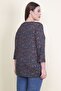 Women's Large Size Navy Blue Viscose Floral Blouse 65n21053-1 - 4