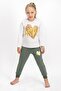 Girl's Cream Melange Licensed Pajama Set - 2