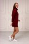 Women's Burgundy Ruffle Collar Knitwear Dress