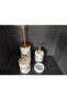 Lilac Marble Liquid Soap Dispenser, Cotton Dispenser, WC Brush Holder, Solid Soap Dispenser - Roz Gold - 2