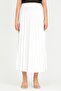 White Pleated Skirt with Elastic Waist - 3