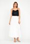 White Pleated Skirt with Elastic Waist - 6