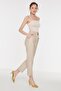 Stone Cigarette Woven Faux Leather Trousers TWOAW22PL0347