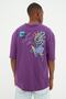 Purple Oversize/Wide Cut Letter Printed 100% Cotton T-Shirt Tmnss21Ts3438