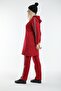 Women's Hijab Claret Red Hooded Sleeve Striped Tracksuit Set - 3