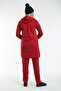 Women's Hijab Claret Red Hooded Sleeve Striped Tracksuit Set - 5