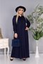 Women's Tie Collar Long Sleeve Hijab Suitable Long Viscose Combed Cotton Dress - 3