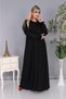 Women's Tie Collar Long Sleeve Hijab Suitable Long Viscose Combed Cotton Dress