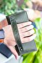 Unisex Hamburg Genuine Leather Crazy Green Portfolio Wallet with Handle and Magnetic Phone Compartment - 3