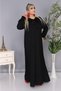 Women's Tie Collar Long Sleeve Hijab Suitable Long Viscose Combed Cotton Dress - 2