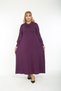 Women's Tie Collar Long Sleeve Hijab Suitable Long Viscose Combed Cotton Dress - 2