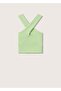 Women's Pastel Green Corded Cross Top - 3