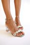 Green Transparent Stone Sandals - 3