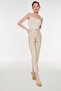 Stone Cigarette Woven Faux Leather Trousers TWOAW22PL0347 - 2