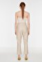 Stone Cigarette Woven Faux Leather Trousers TWOAW22PL0347 - 5