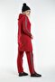Women's Hijab Claret Red Hooded Sleeve Striped Tracksuit Set - 4