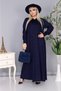 Women's Tie Collar Long Sleeve Hijab Suitable Long Viscose Combed Cotton Dress