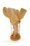 7 Piece Luxury Glossy Beech Varnished Wooden Spoon Wooden Spatula Tree Tongs Set - Metal Stand