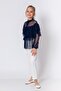 Girl's Tulle Detailed Navy Blue Blouse - 2
