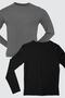 Plain Black, Anthracite Long Sleeve Relax Fit Women's T-Shirt 2-Pack Eco Pack