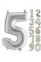5 Years Old Number Foil Balloon Silver Silver 100 Cm, Birthday, Birthday, Party, Special Day, Surprise, Gift