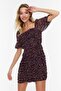 Black Floral Fitted/Body-Hugging Drape Detail Chiffon Mini Lined Woven Dress TWOSS22EL0126 - 2